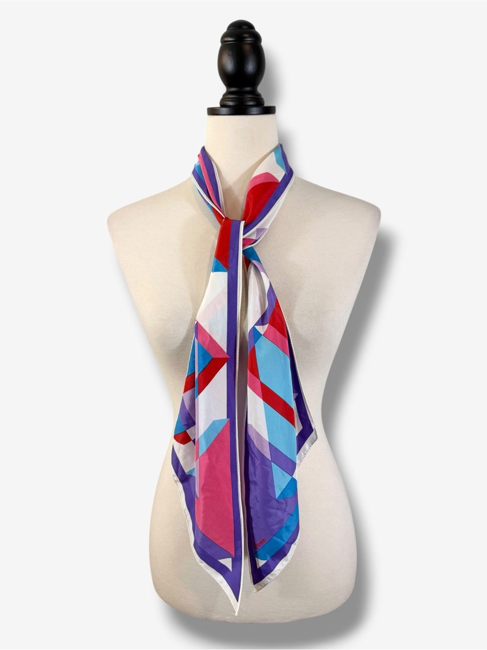 Vintage Vera Neumann Geometric Long Scarf Sash Purple Pink Blue Mod
